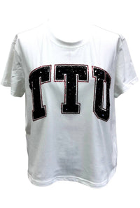 QUEEN OF SPARKLES Texas Tech Jeweled Letter Tee in white - women's t-shirt - view 6