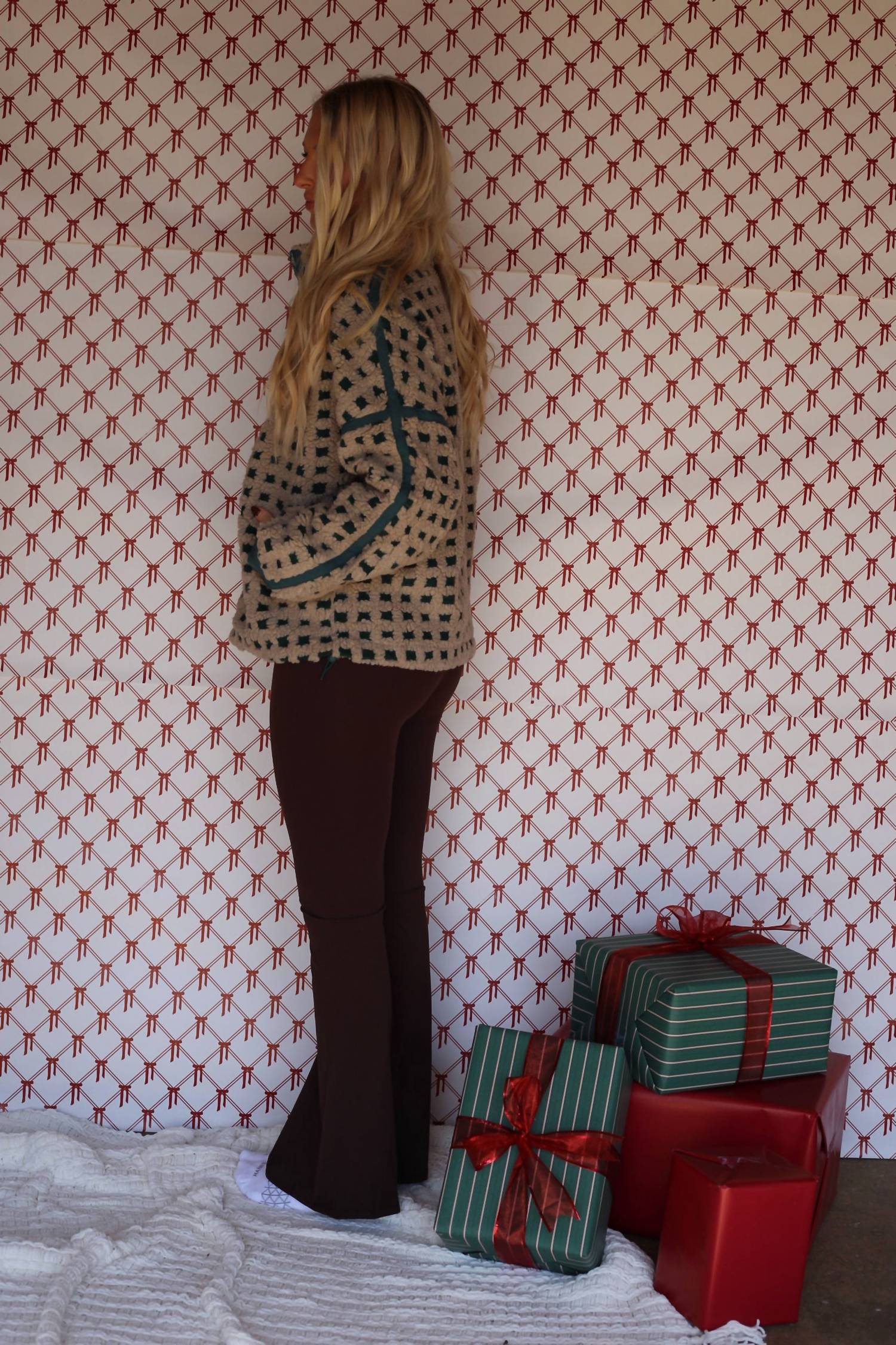 Very J - Women's Fuzzy Checkered Jacket