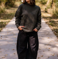 Free People Torres Roll Neck Sweater in army - women's long sleeve top - alternate view