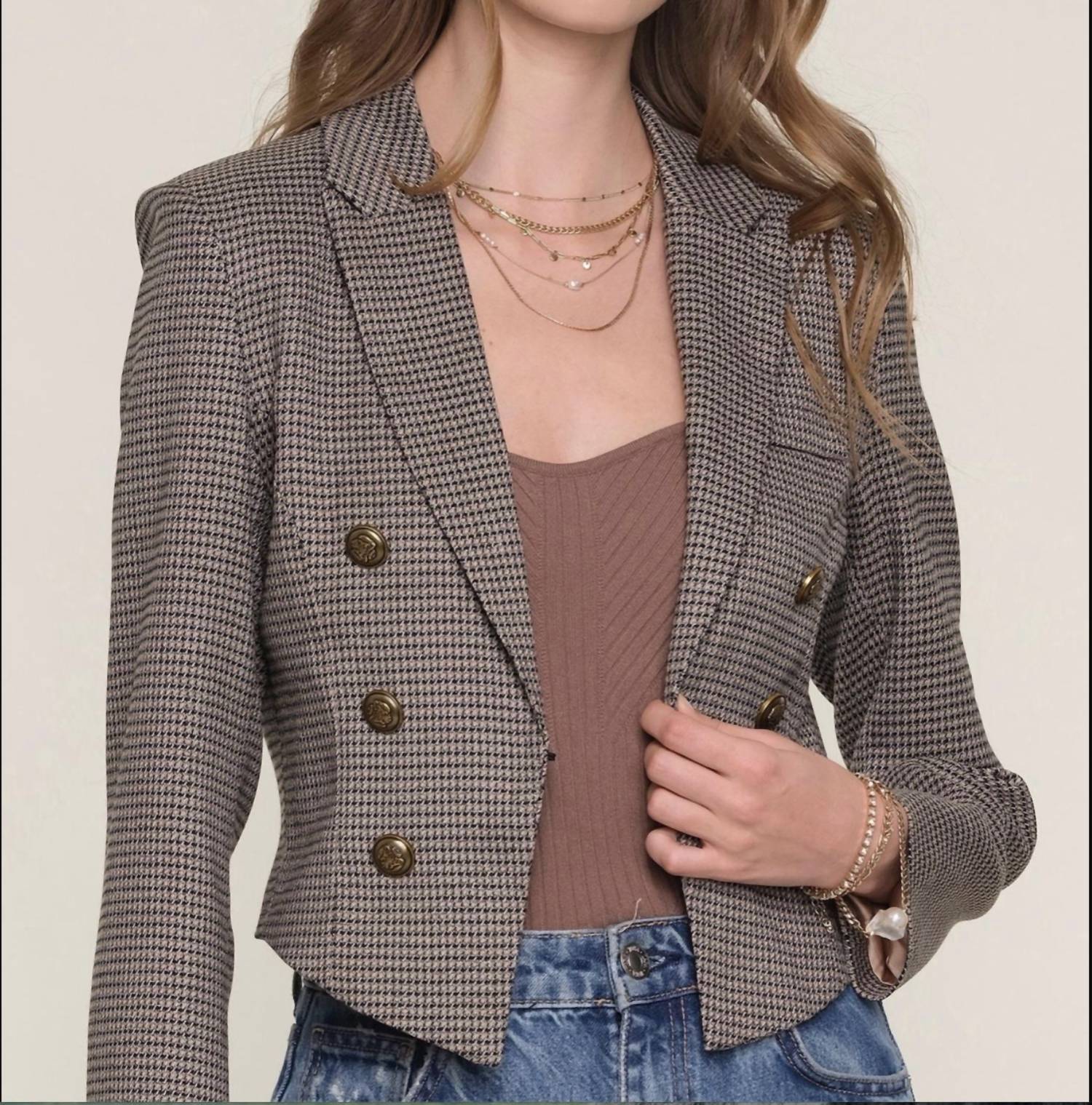 heartloom Women's Ophelia Blazer in herringbone - women's jacket - detail view