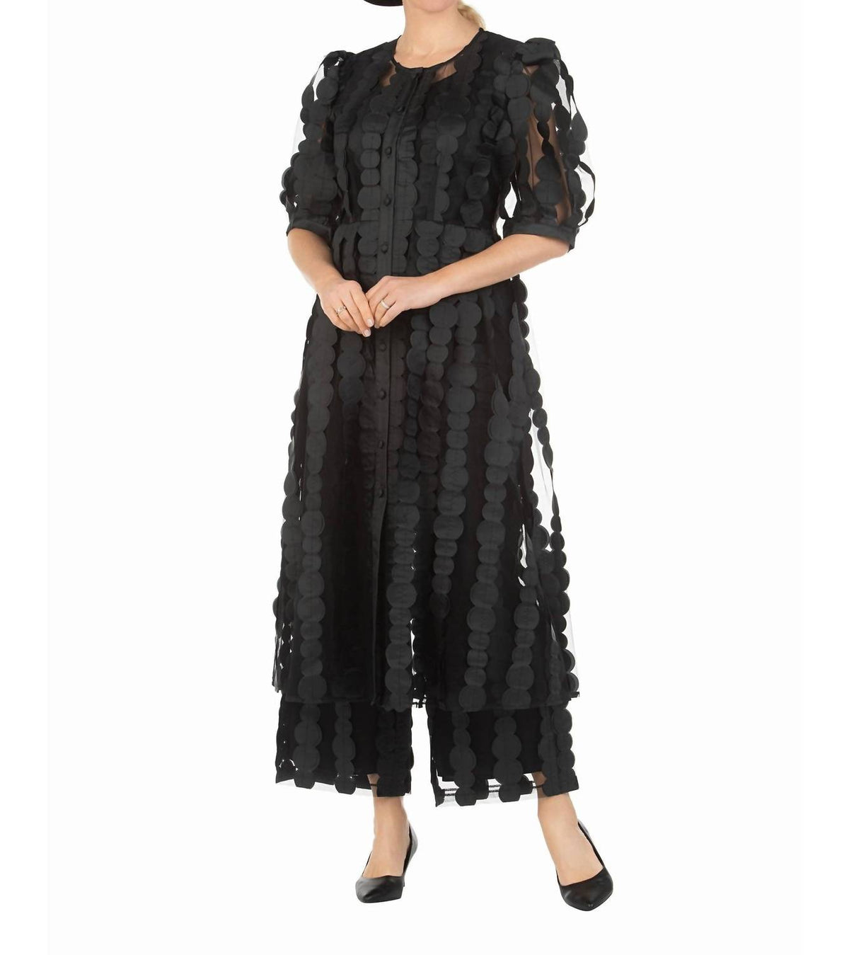 Giovanna - Sheer Long Jacket, Cami Top, And Pants Set - Plus