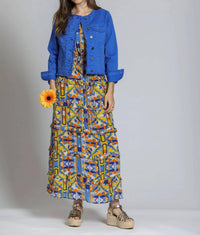 Apny - Collarless Jean Jacket With Frayed Detail