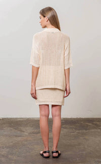 Moon River - Crochet Knit Short Sleeve Cardigan