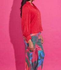 Alden Adair Phoebe Top in lipstick 1 - women's blouse - detail view