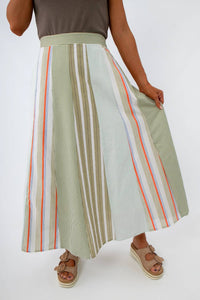 Baevely By Wellmade - Aurelia Summer Stripe Midi Skirt