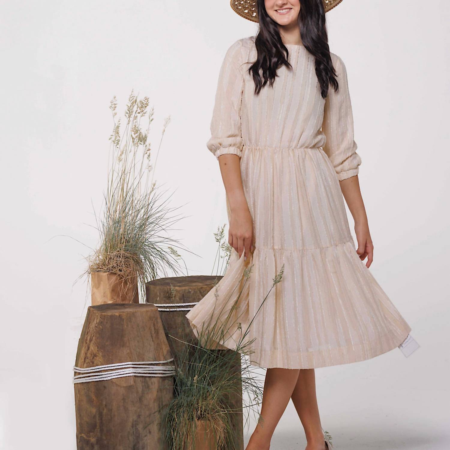 Lilac - Striped Midi Dress