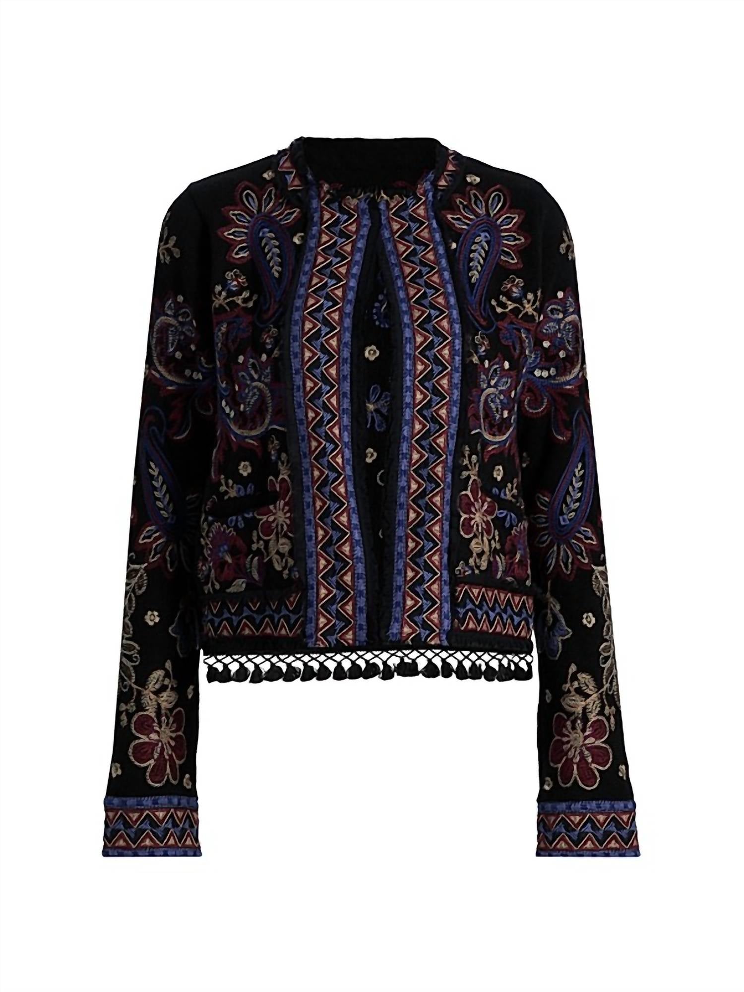 Johnny Was Women's Katiuska Short Fringe Jacket in black - women's jacket - view 4