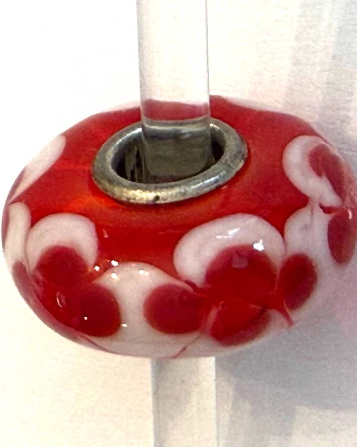 Trollbeads Women's Universal Charm Bead in unique red white bead - women's item - detail view