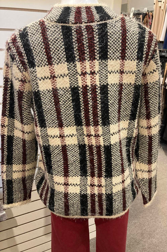 Ethyl - Women's Eyelash plaid sweater