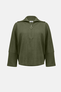 Joseph Ribkoff - Sweater Knit Boxy Pullover With Zipped Collar