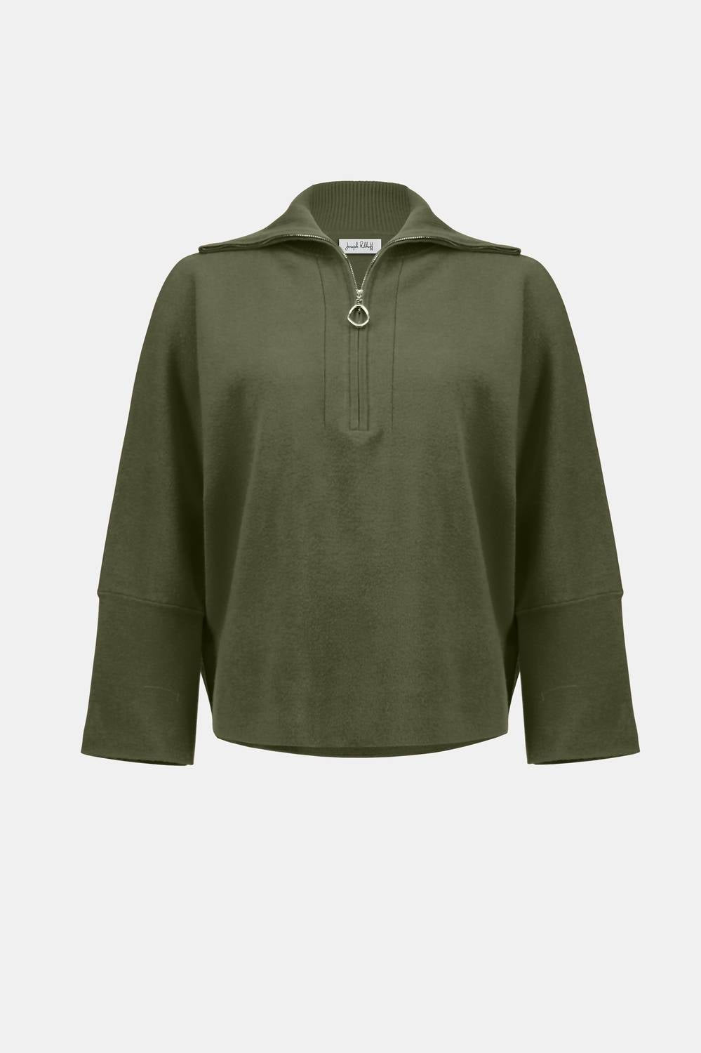 Joseph Ribkoff - Sweater Knit Boxy Pullover With Zipped Collar