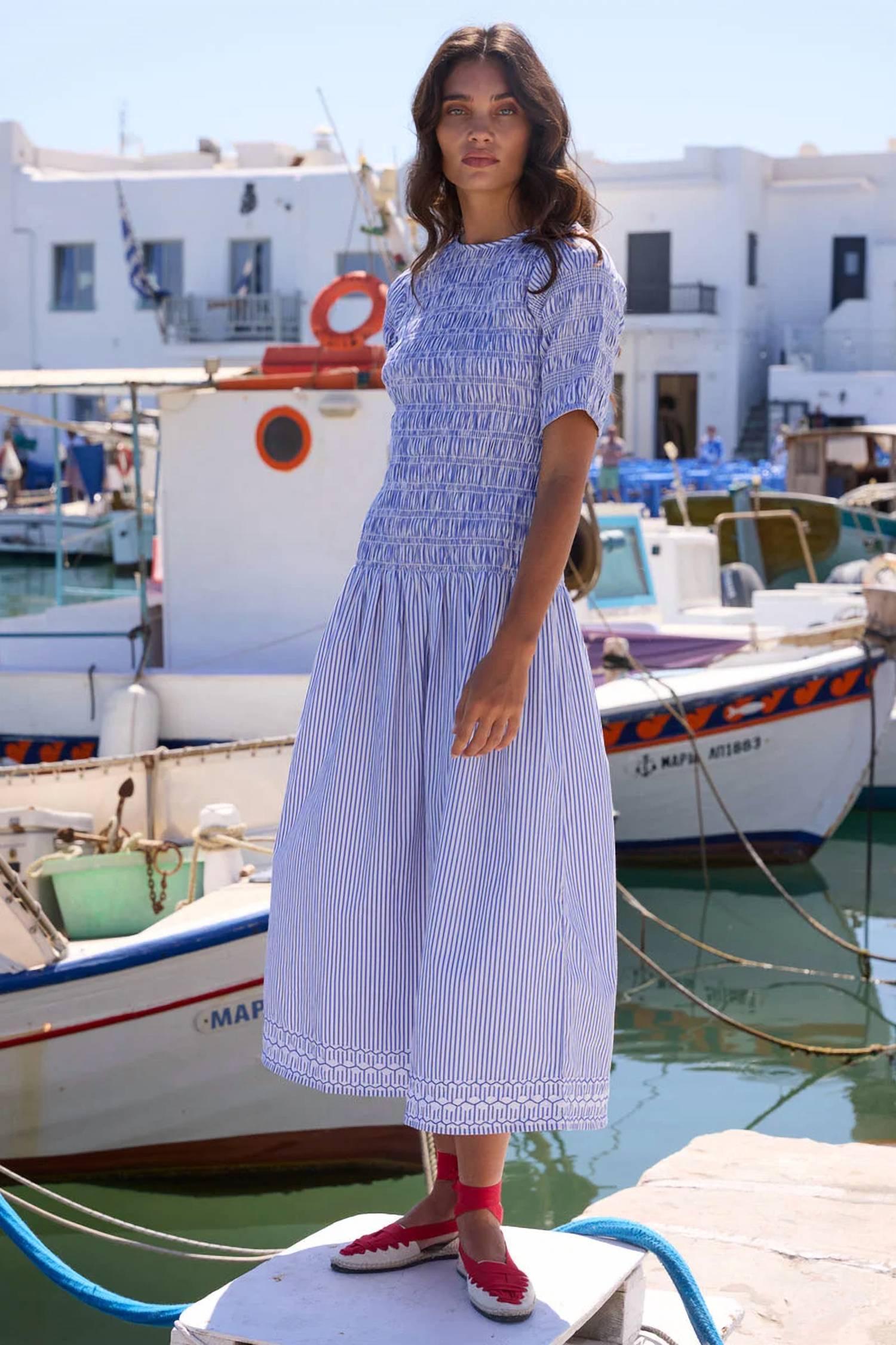 Oliphant - Smocked Drop Waist Maxi Dress
