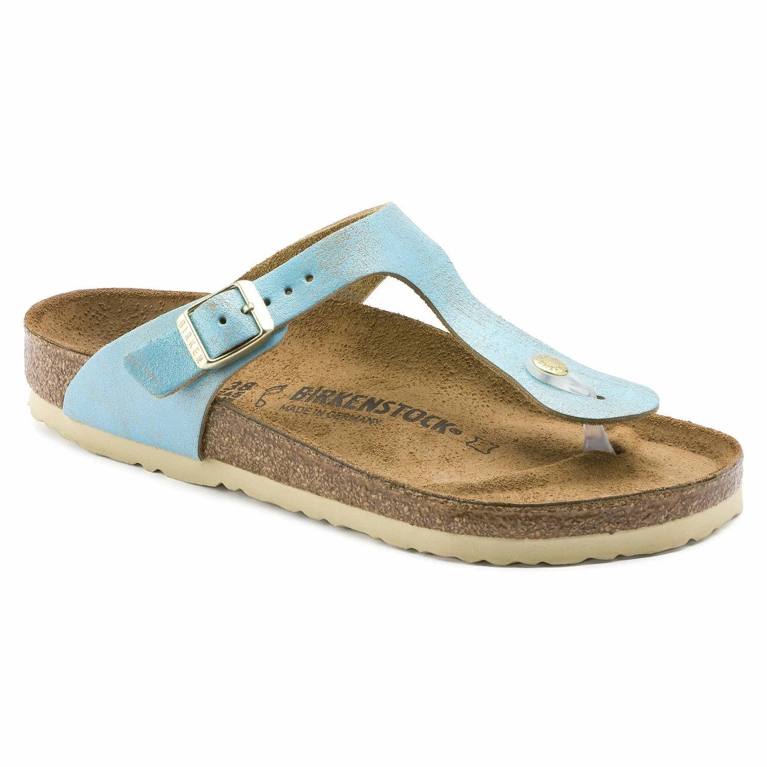 BIRKENSTOCK Women's Gizeh Leather Sandals in aqua - women's sandal