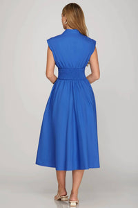 She + Sky - Smocked Waist Midi Dress