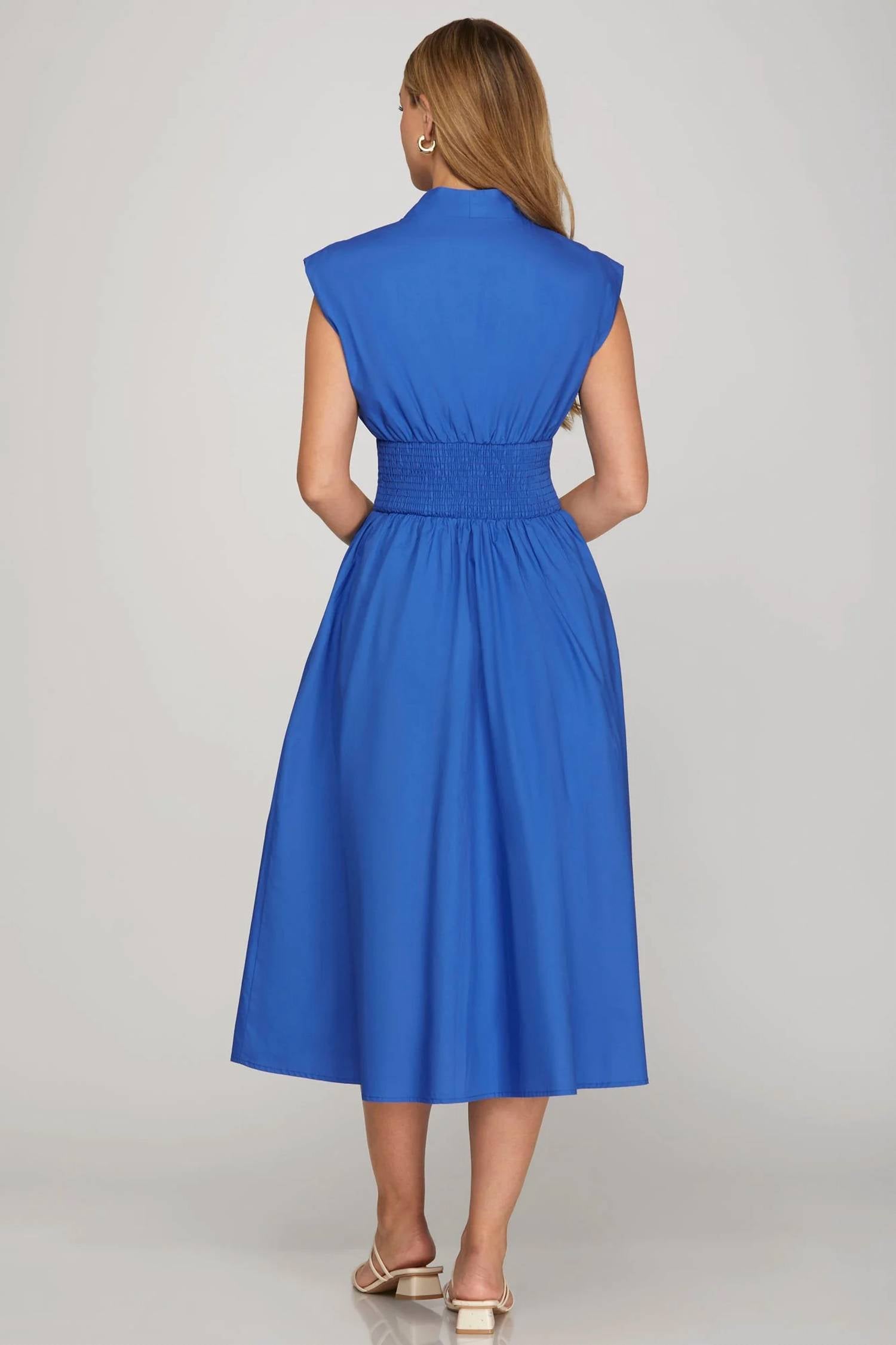 She + Sky - Smocked Waist Midi Dress