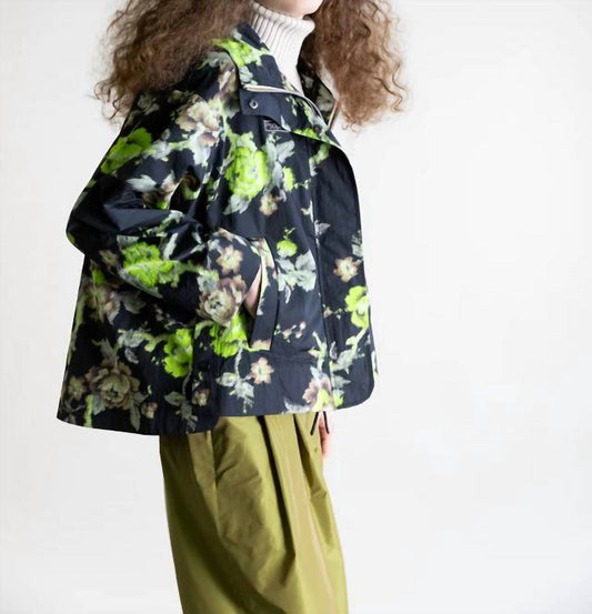 Psophia - Floral Print Hooded Jacket
