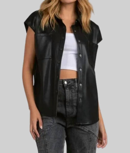 Elan - Faux Leather Sleeveless Top