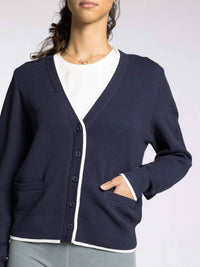 Thread & Supply Jessie Button Front Cardigan in charcoal blue hoc winter - women's cardigan - view 4