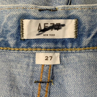 AE77 Women's Cotton Blend Rough Hem Jort Denim Jean Shorts in blue - women's shorts - alternate view