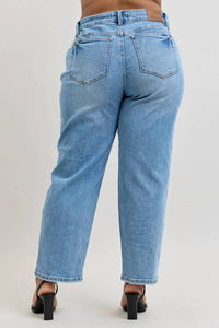 Judy Blue - Tummy Control Vintage Wash Straight Leg Jeans - Petite