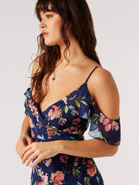 Apricot - Watercolour Floral Chiffon Maxi Dress