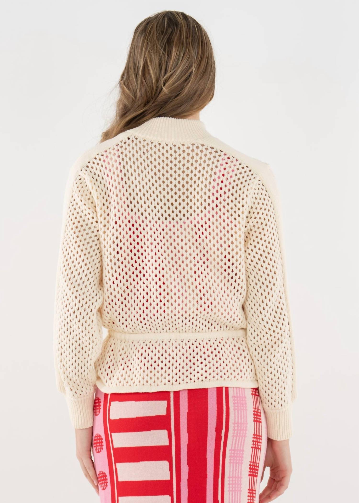Emily McCarthy Bailey Bomber Jacket in white - women's jacket - alternate view