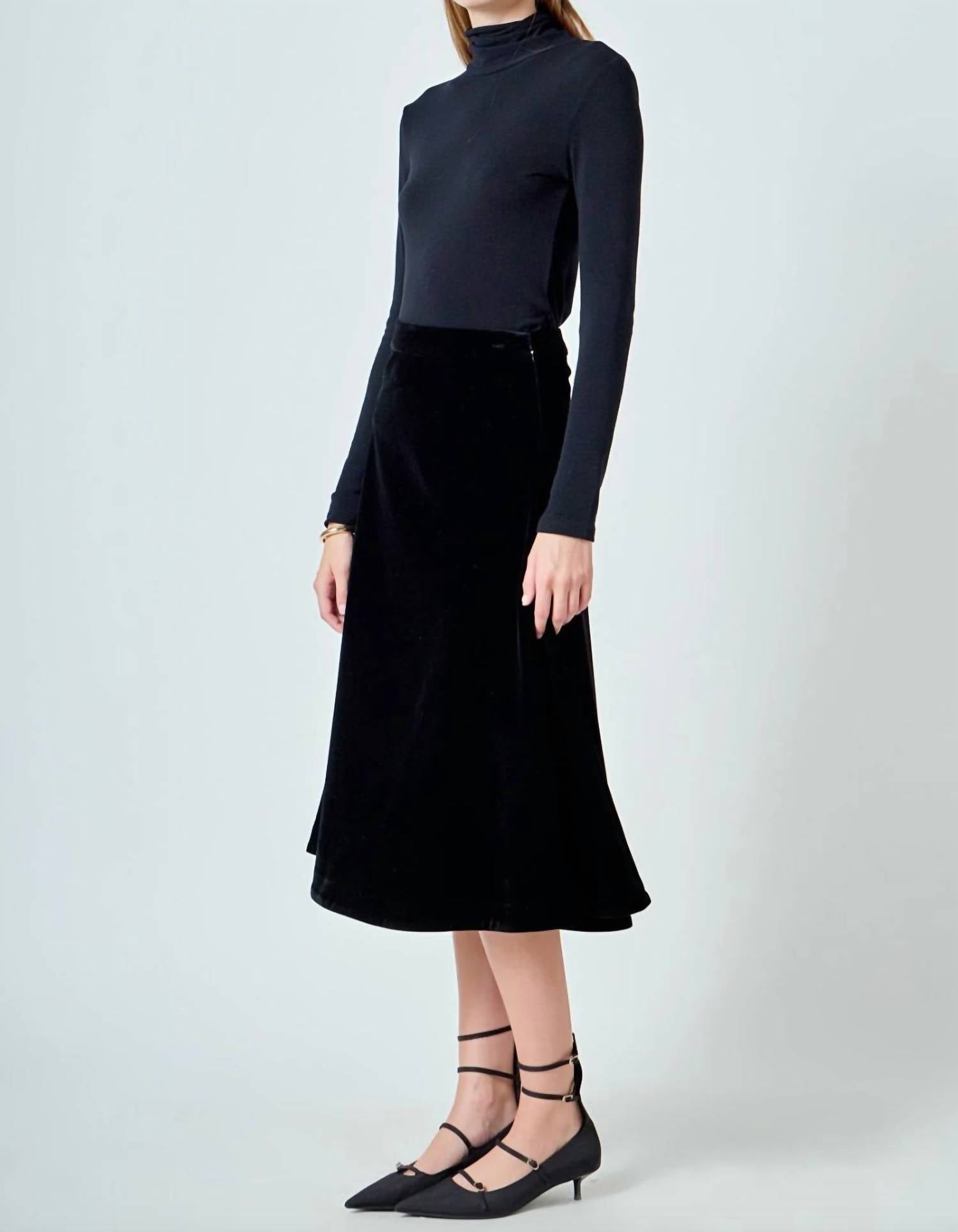 Endless Rose - Women's Velvet Circle Midi Skirt