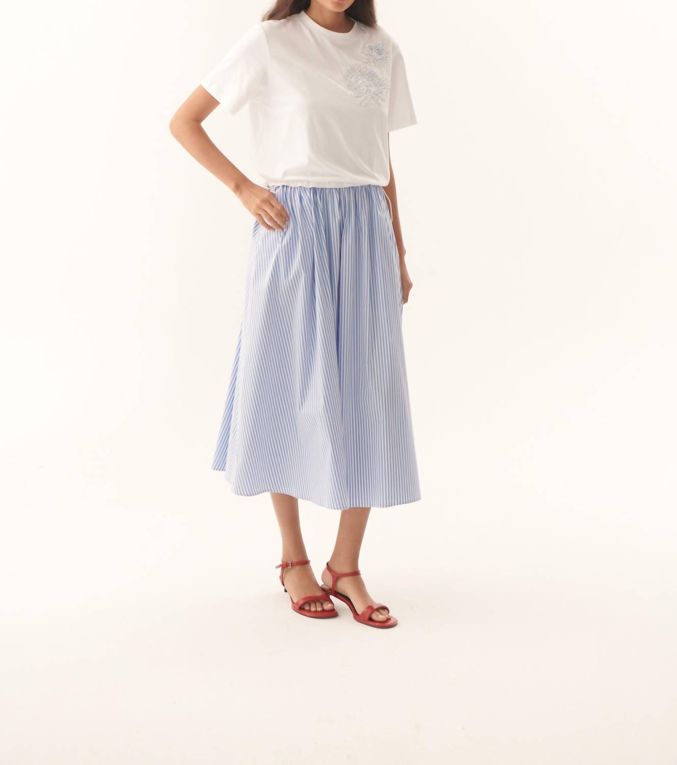 EXQUISE Kaylee K Dress in white blue - women's dress - alternate view
