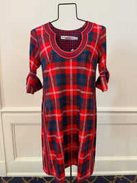Gretchen Scott - Three-quarter Sleeve Plaid Mini Dress