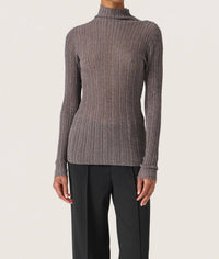 Soaked In Luxury - Laisa Metallic Turtleneck Pullover Sweater
