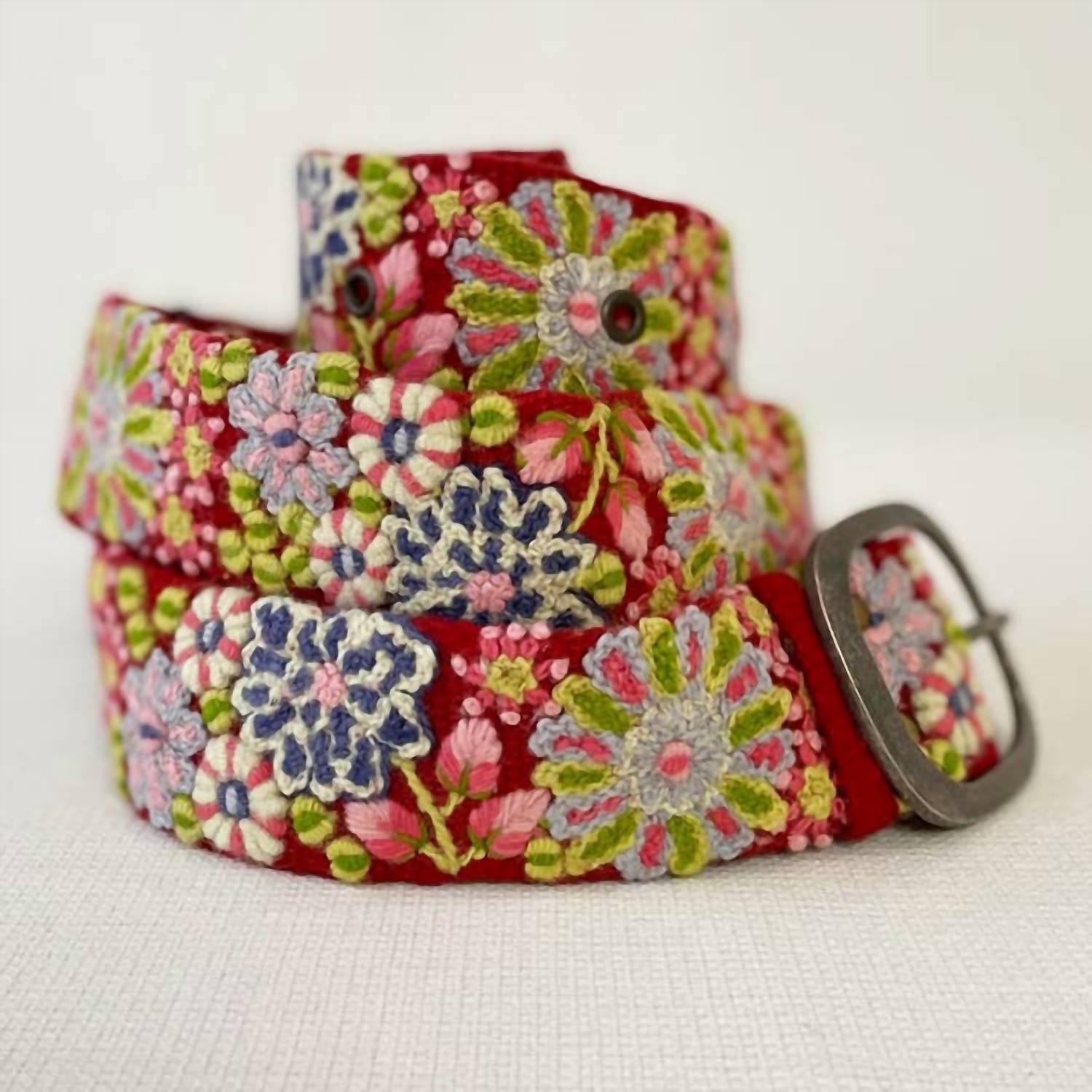 Jenny Krauss - Women's Teaberry Embroidered Wool Belt