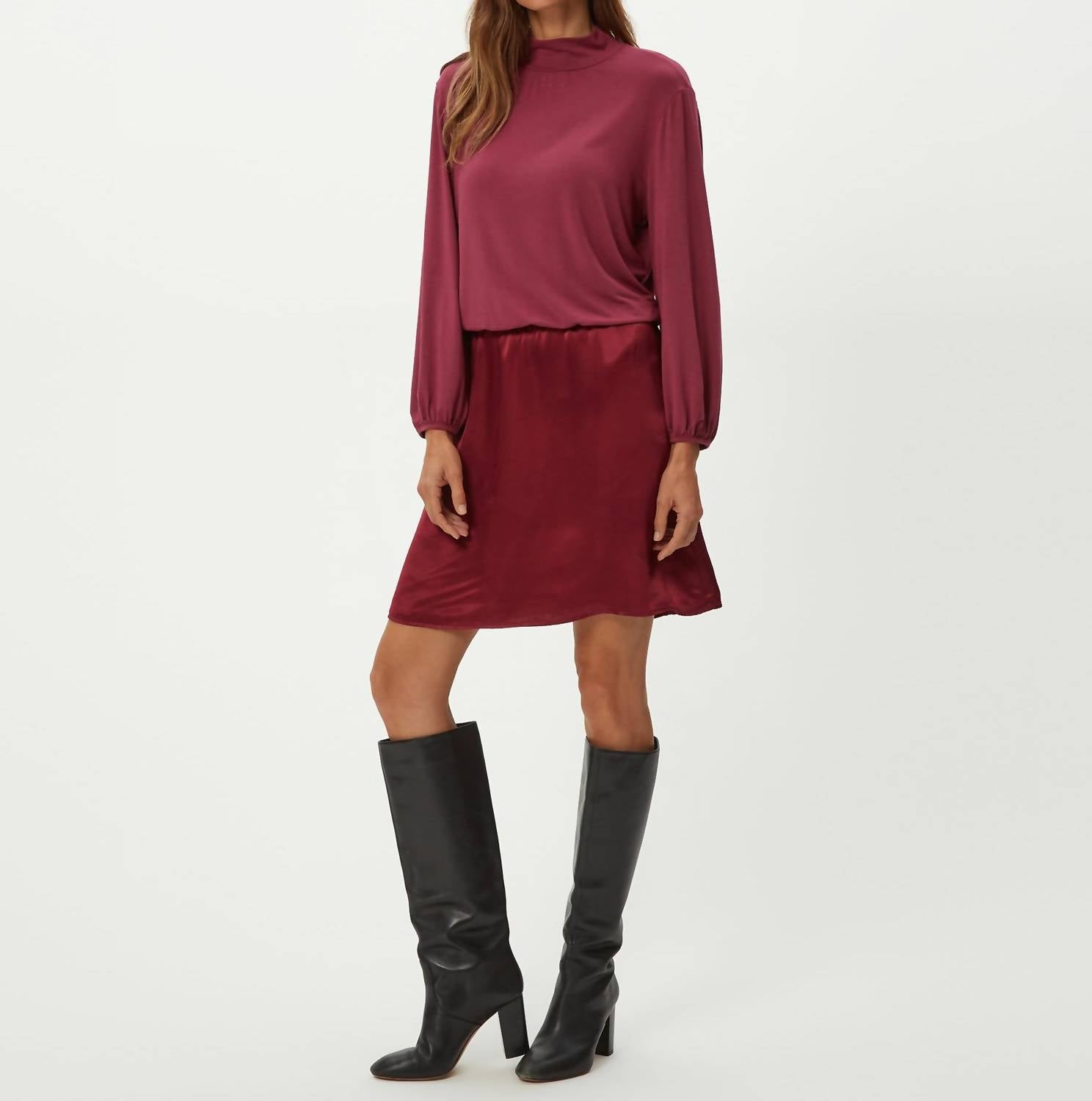 Michael Stars - Myla Mixed Fabric Satin Mini Dress