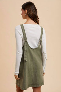 AnnieWear Lolly Denim Mini Dress in green - women's dress - detail view