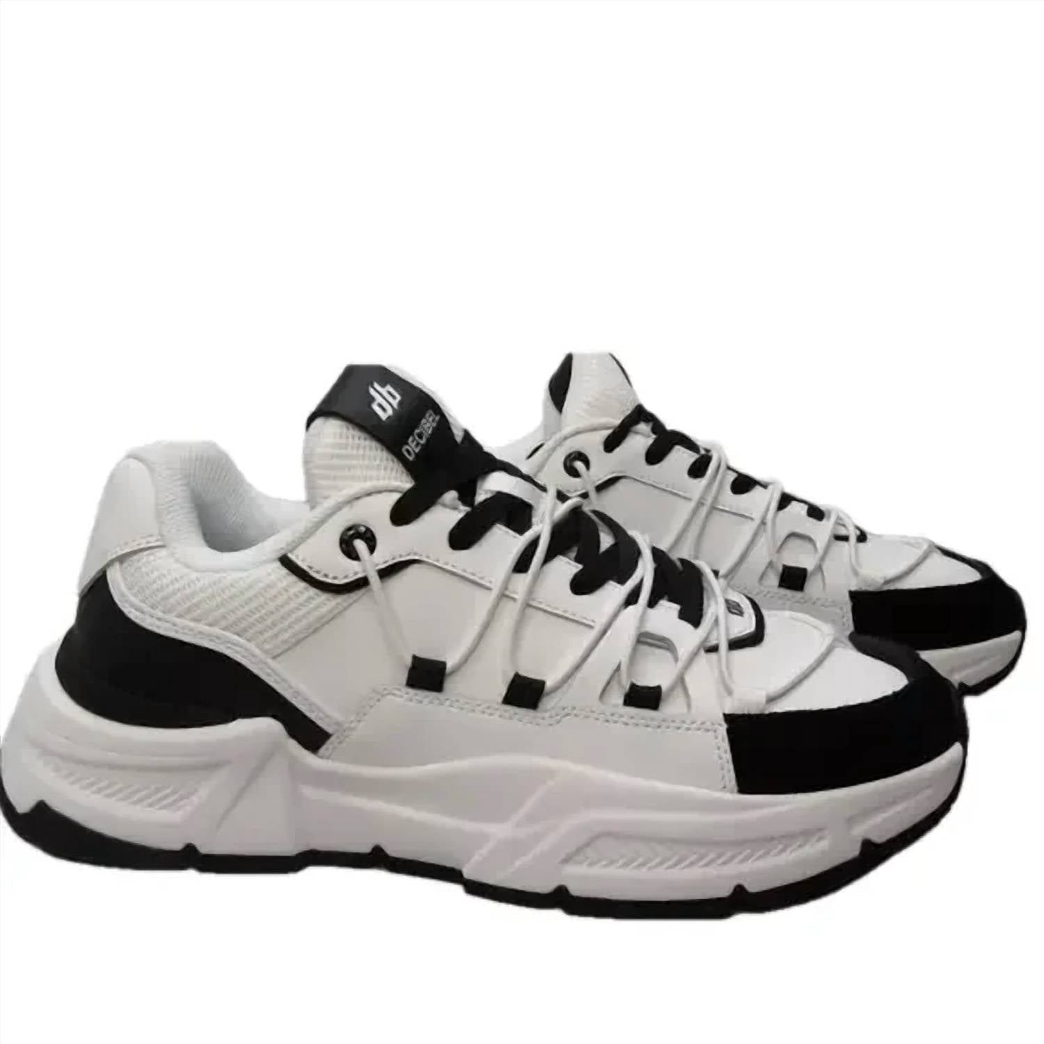 DECIBEL Men's Casual Comfort Lace Up Sneakers in white black - men's sneaker