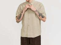NN07 Freddy Short Sleeve No Pocket Shirt in fog - men's shirt - detail view