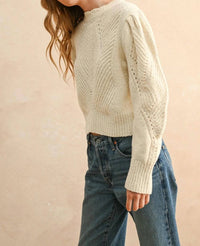 Miou Muse - Sweet Creams Puff Shoulder Sweater