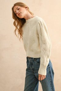 Miou Muse - Sweet Creams Puff Shoulder Sweater