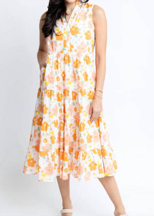 Karlie - Floral V Neck Sleeveless Tier Maxi Dress