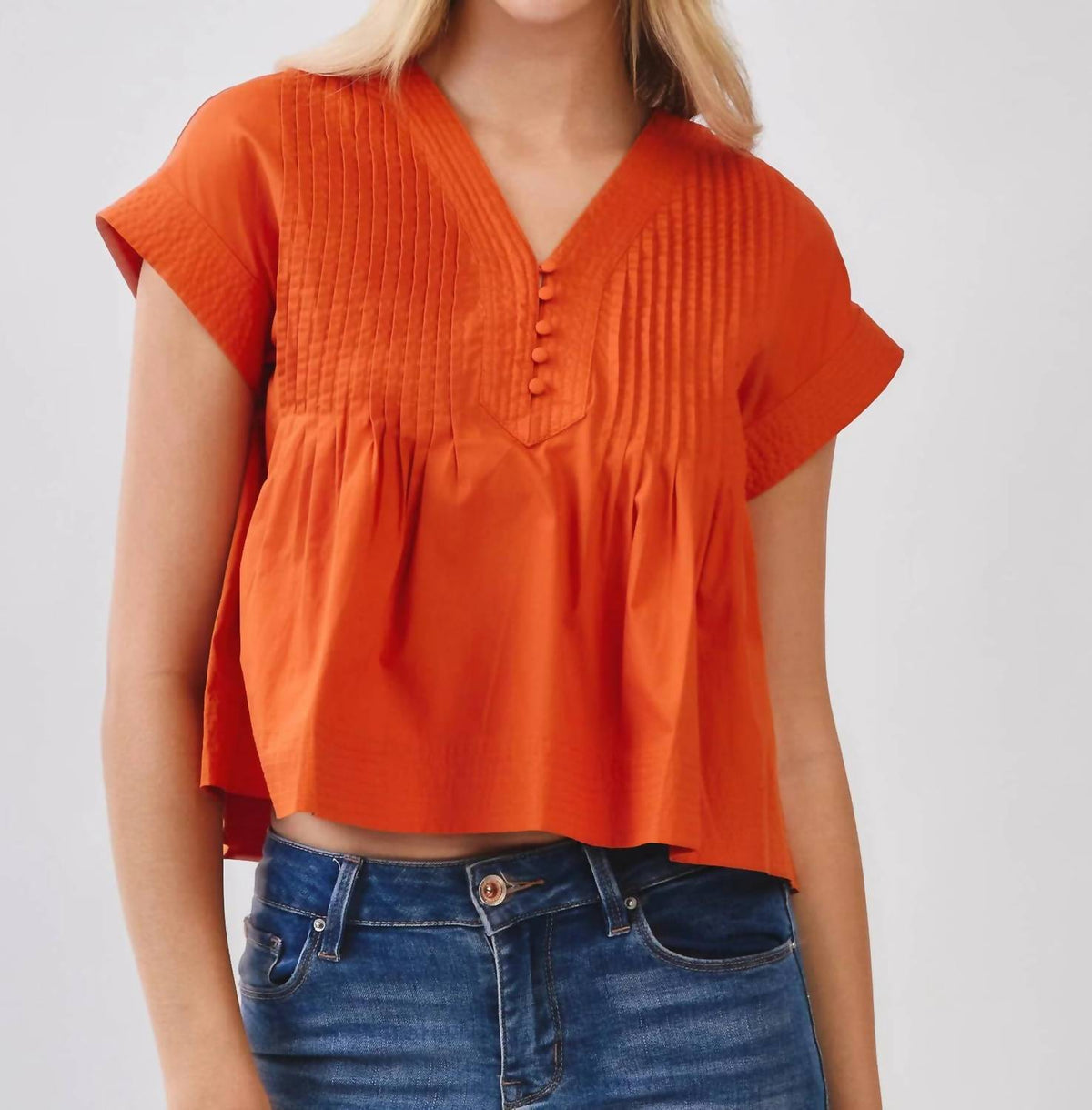 Tcec - Everyday Win Pintuck Pleated Detail Poplin Top