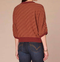 Democracy - 3/4 Dolman Sleeve Banded Hem Bias Stitch Sweater