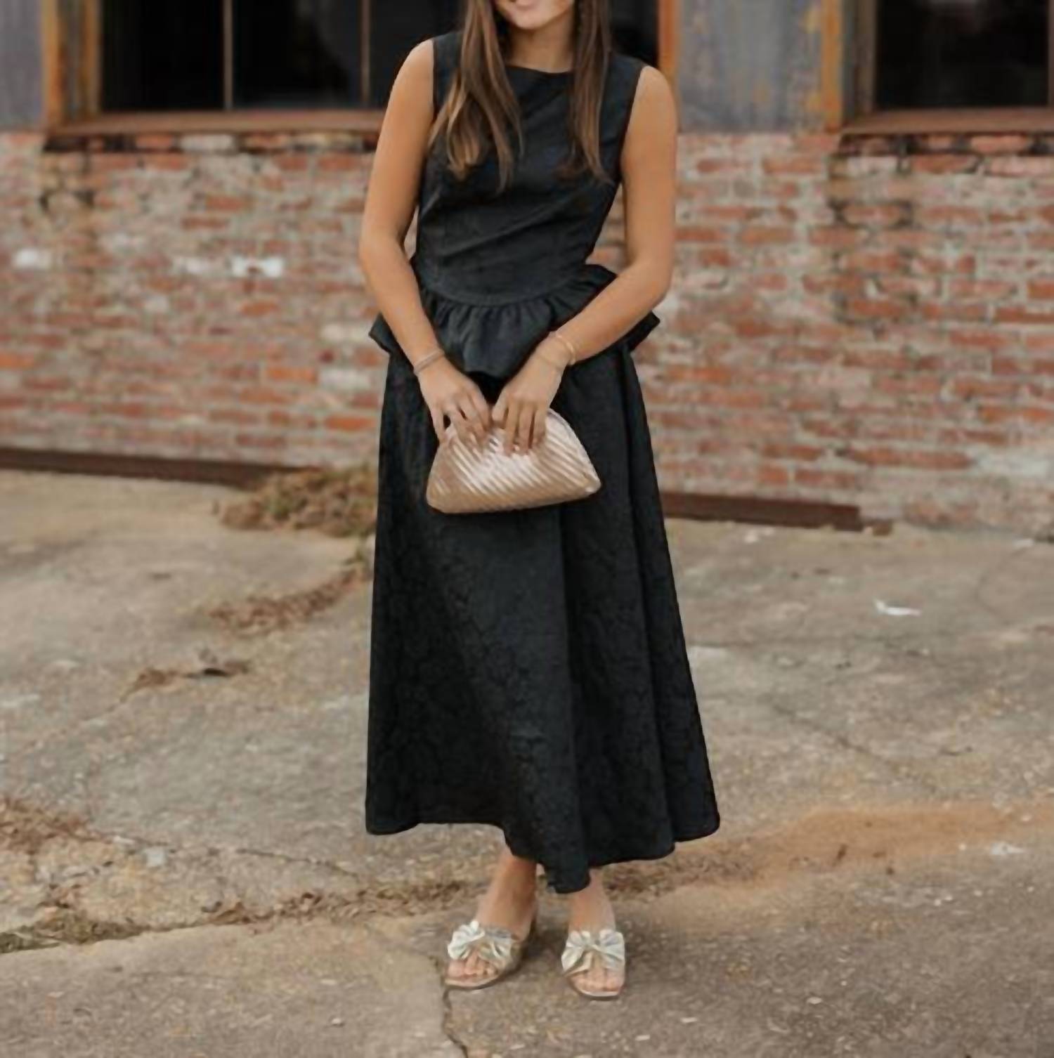 Sincerely Ours Brocade Midi Skirt in black - women's skirt - alternate view