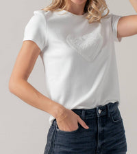 Urban Daizy Love Me Tee in white - women's t-shirt - detail view