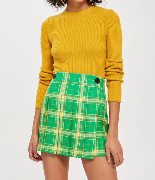 Topshop - Tartan Pleated Wrap Mini Skirt