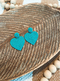 White Label - Women's Beaded Heart Earrings