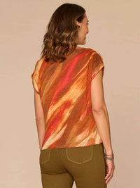 Democracy - Smocked Scoop Neck Placement Print Knit Top - Plus