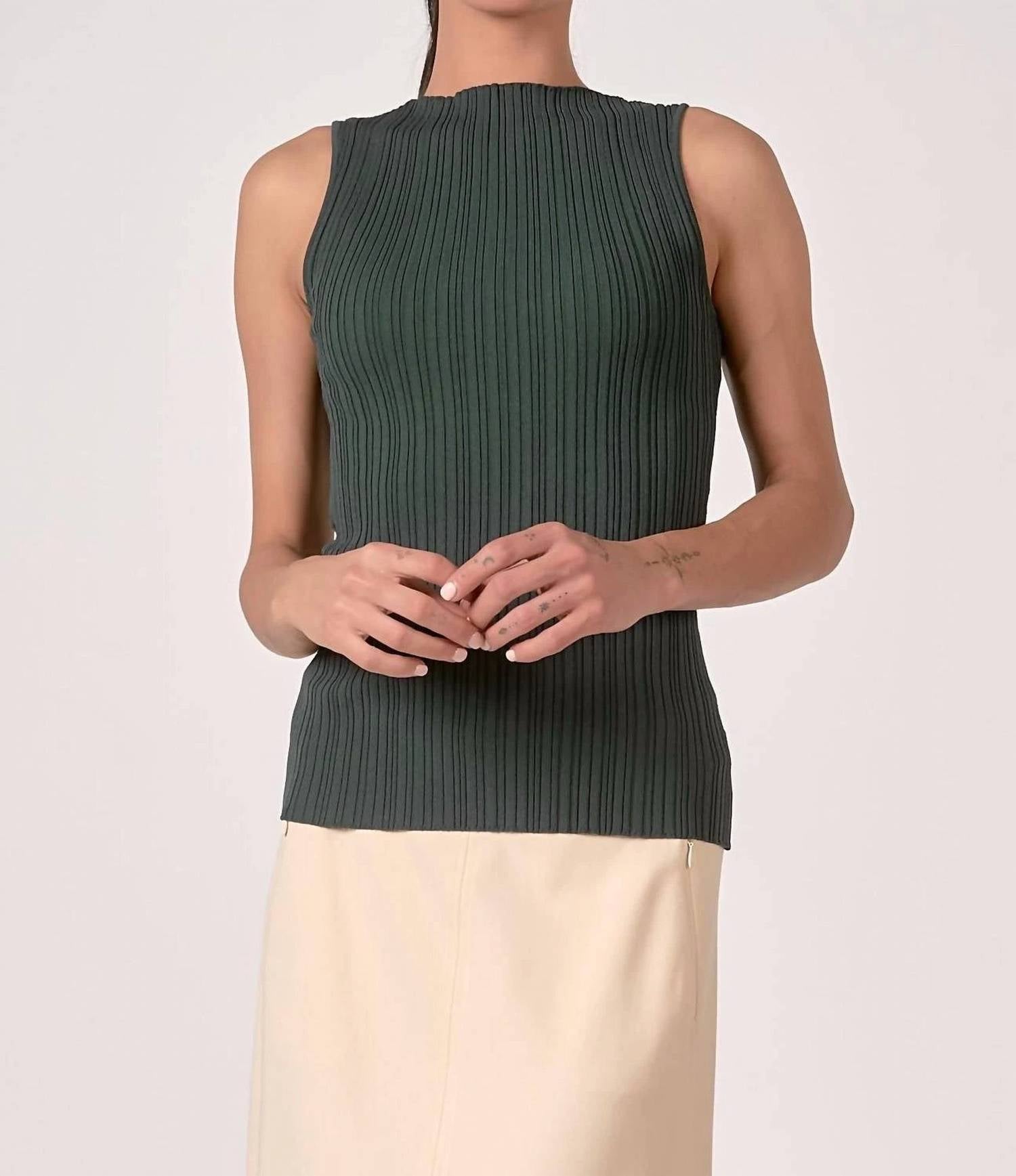Elan - Sleevless Ribbed Sweater Tank