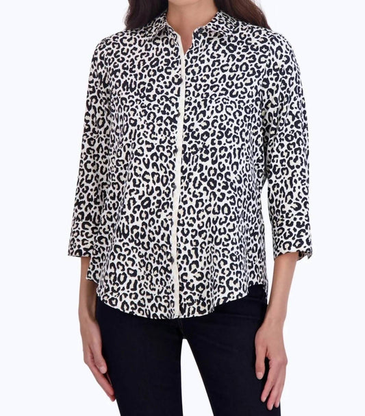 Foxcroft - Charlie 3/4 Sleeve Leopard Blouse