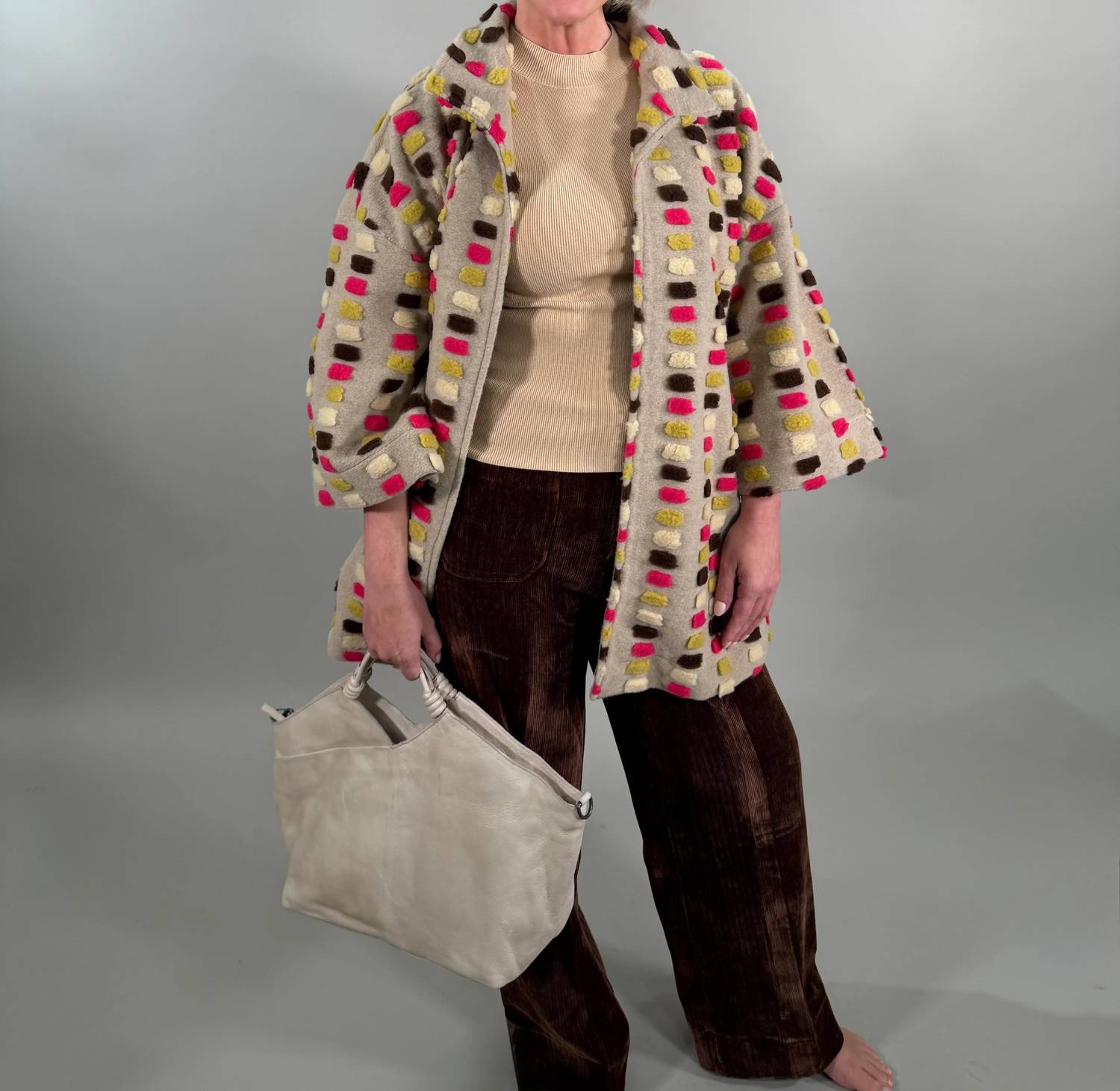 Ivy Jane - Textured Block Knit Mid-length Coat