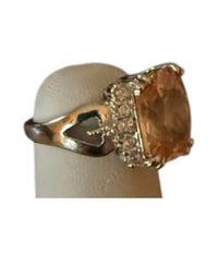 P & K Jewelry Women's Sterling Cubic Zirconia Ring in amber silver - women's jewelry