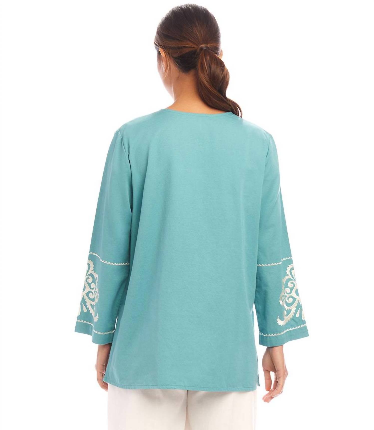 Karen Kane - Three-quarter Sleeve Embroidered Tunic